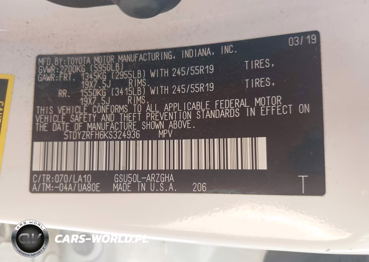 2019 Toyota Highlander Limited VIN:5TDYZRFH6KS324936 - 9