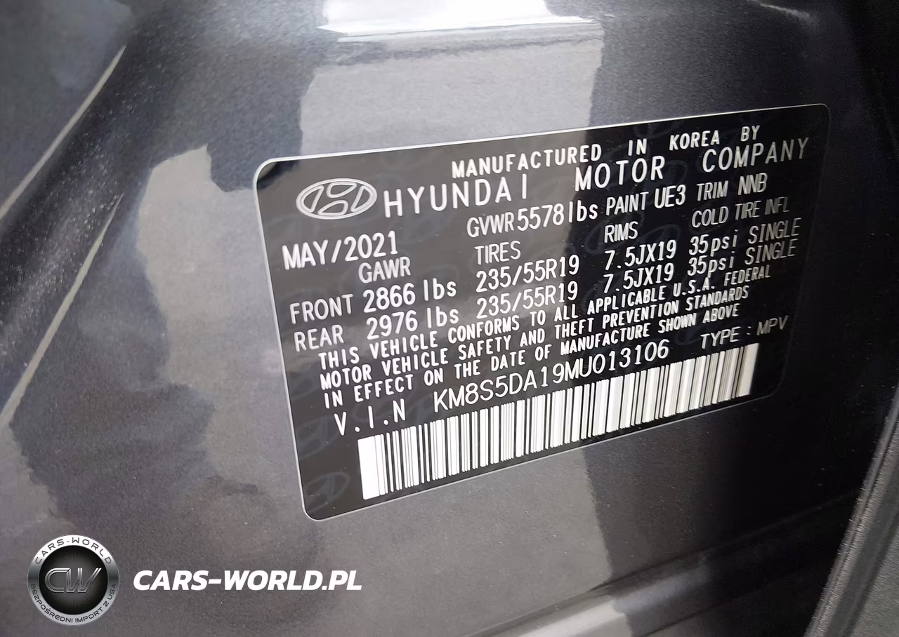 2021 Hyundai Santa Fe Hybrid Limited VIN:KM8S5DA19MU013106 - 9