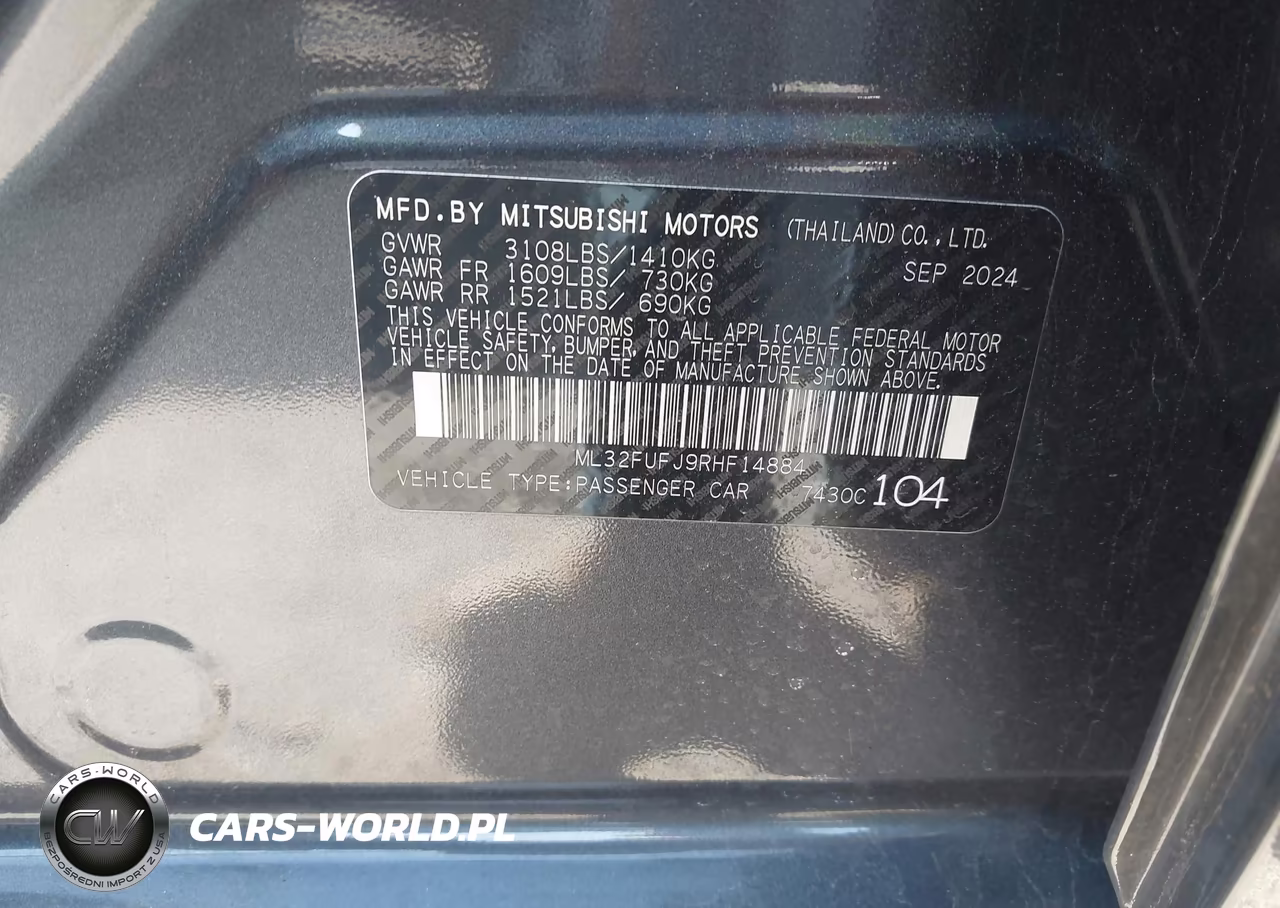 2024 Mitsubishi Mirage G4 Black Edition-Es-Le VIN:ML32FUFJ9RHF14884 - 9
