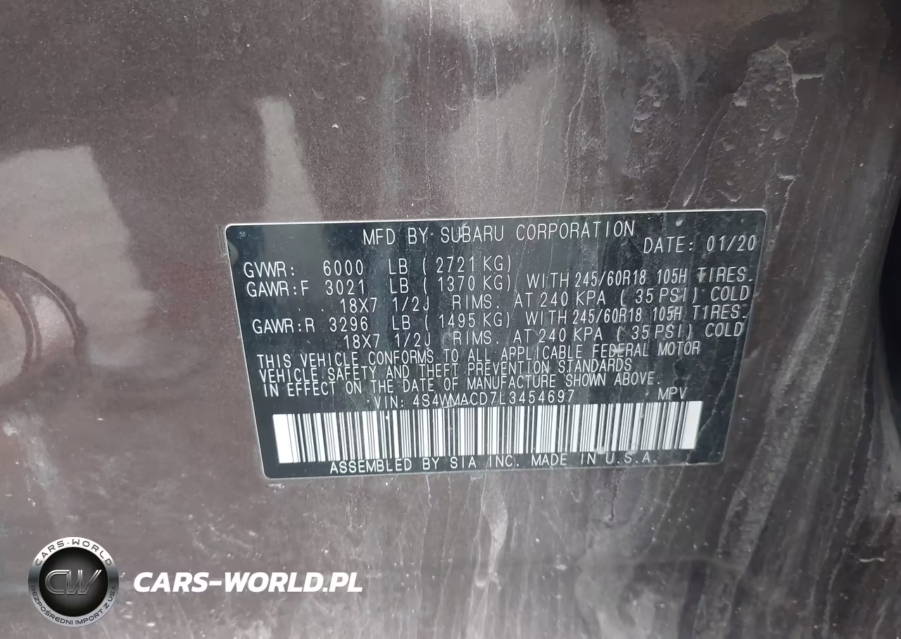 2020 Subaru Ascent Premium VIN:4S4WMACD7L3454697 - 9