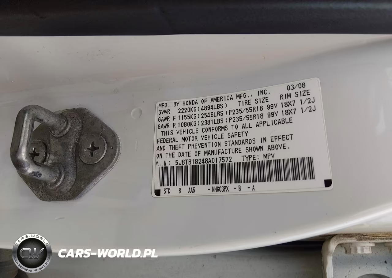 2008 Acura Rdx VIN:5J8TB18248A017572 - 9