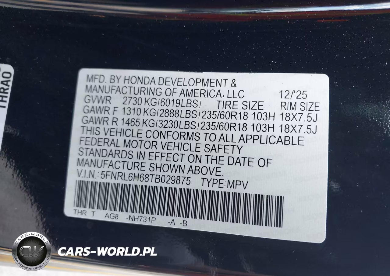 2026 Honda Odyssey Ex-L VIN:5FNRL6H68TB029875 - 9