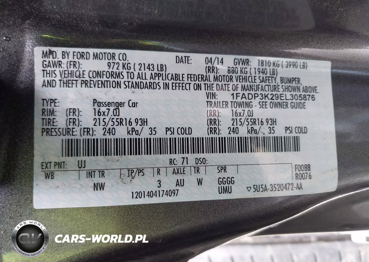 2014 Ford Focus Se VIN:1FADP3K29EL305876 - 9