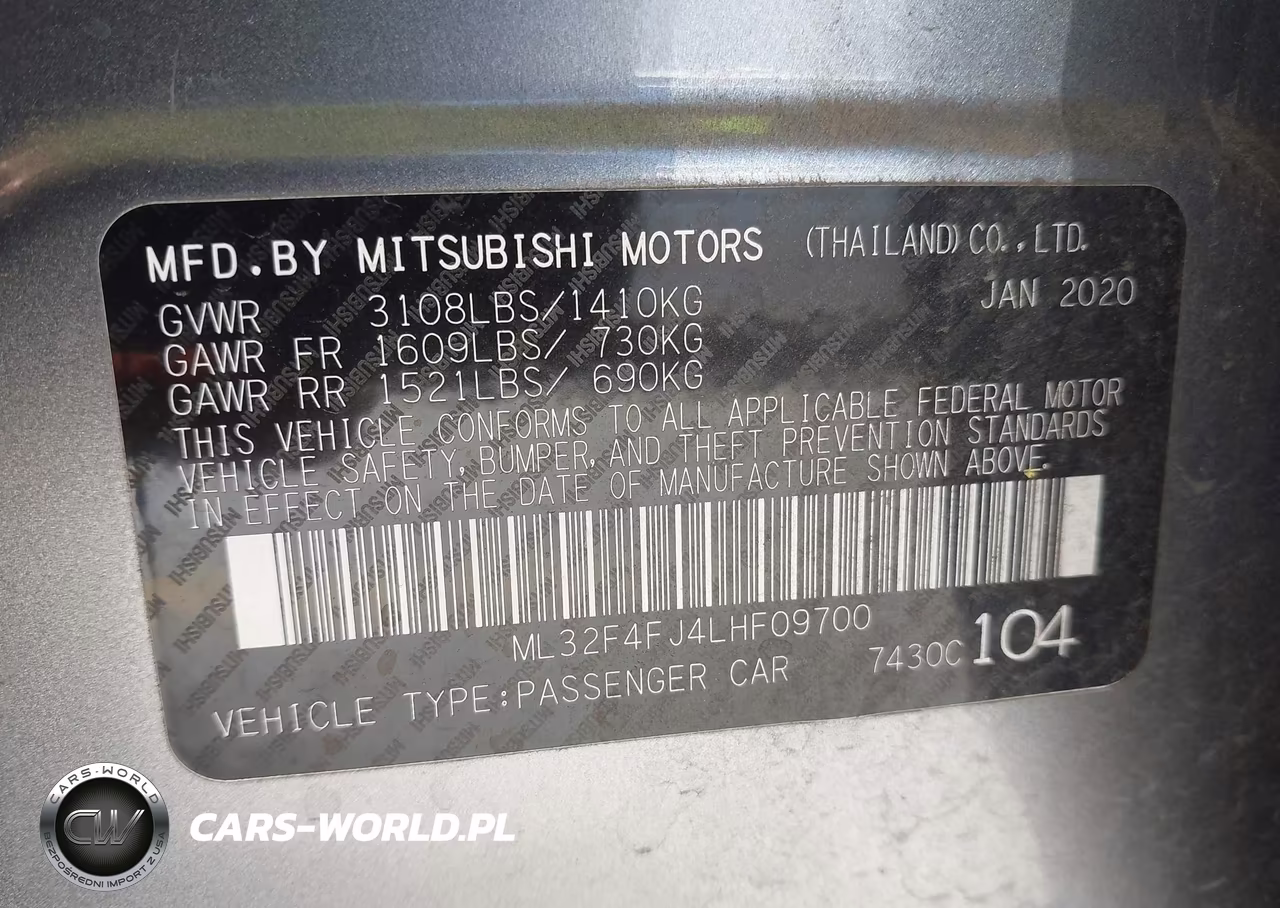 2020 Mitsubishi Mirage G4 Le VIN:ML32F4FJ4LHF09700 - 9