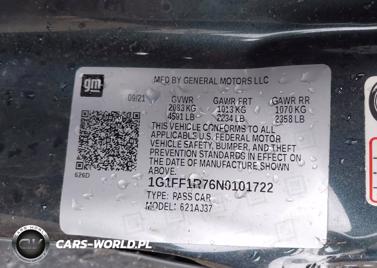 2022 Chevrolet Camaro Rwd 1Ss VIN:1G1FF1R76N0101722 - 9