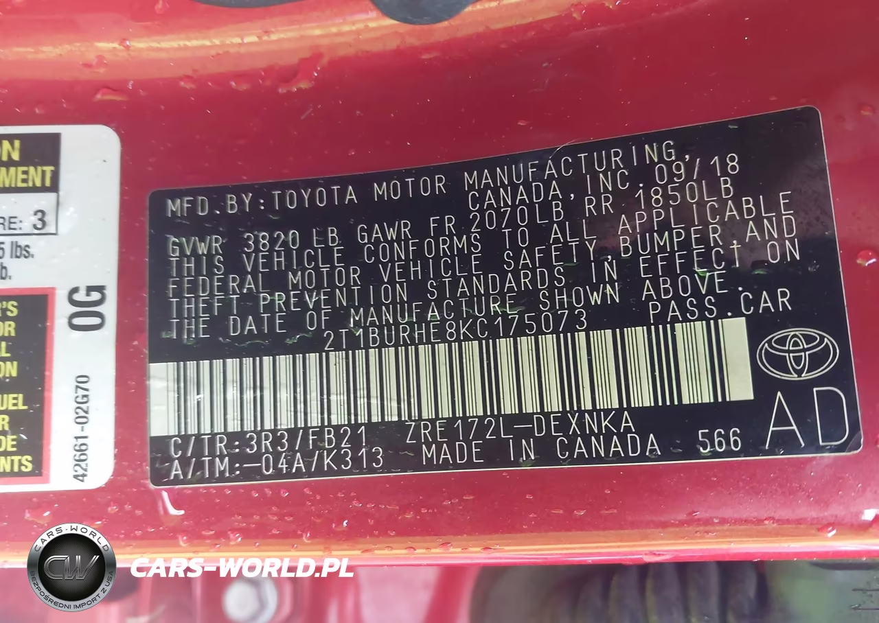 2019 Toyota Corolla Le VIN:2T1BURHE8KC175073 - 9
