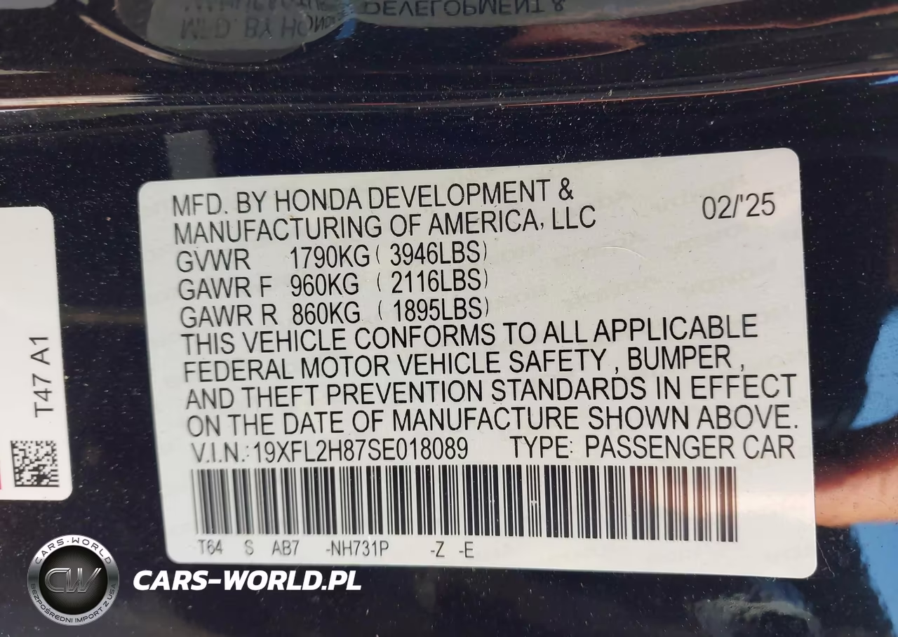 2025 Honda Civic Sedan Sport VIN:19XFL2H87SE018089 - 9
