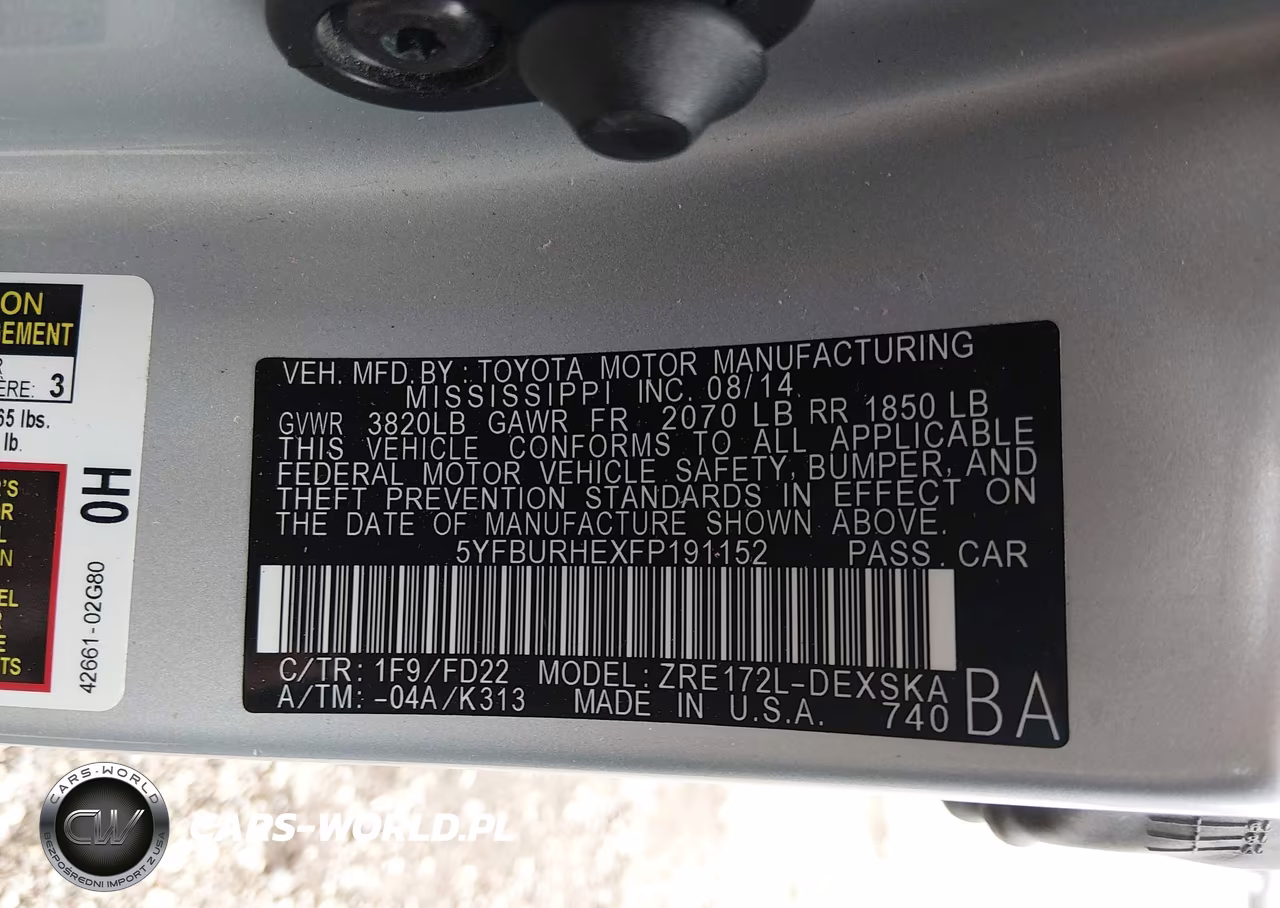 2015 Toyota Corolla S Plus VIN:5YFBURHEXFP191152 - 9