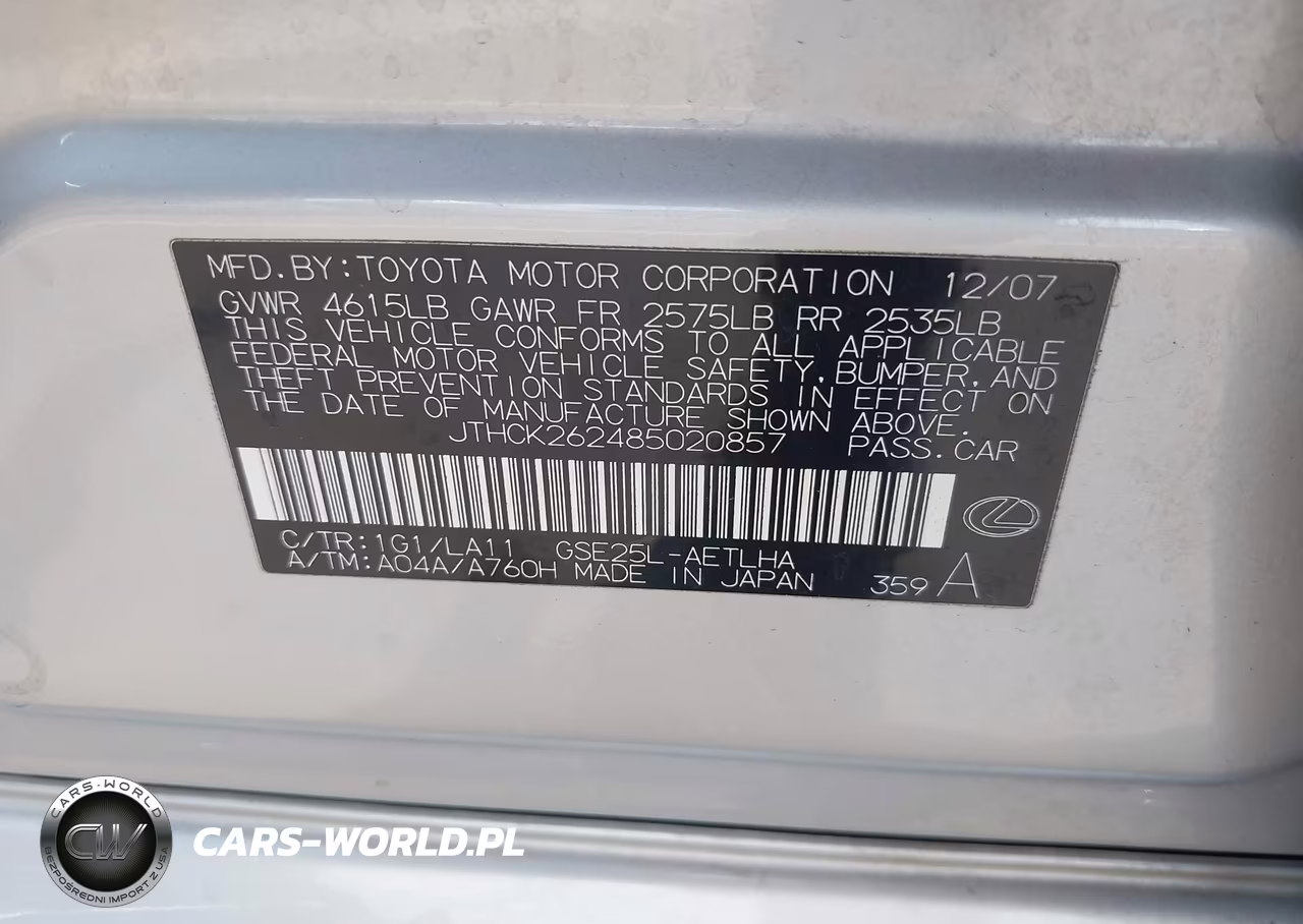2008 Lexus Is 250 VIN:JTHCK262485020857 - 9