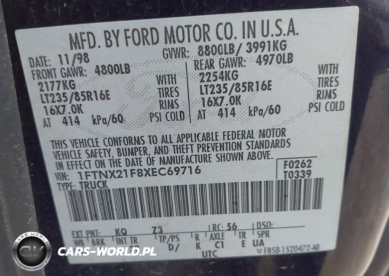 1999 Ford F-250 Lariat-Xl-Xlt VIN:1FTNX21F8XEC69716 - 9
