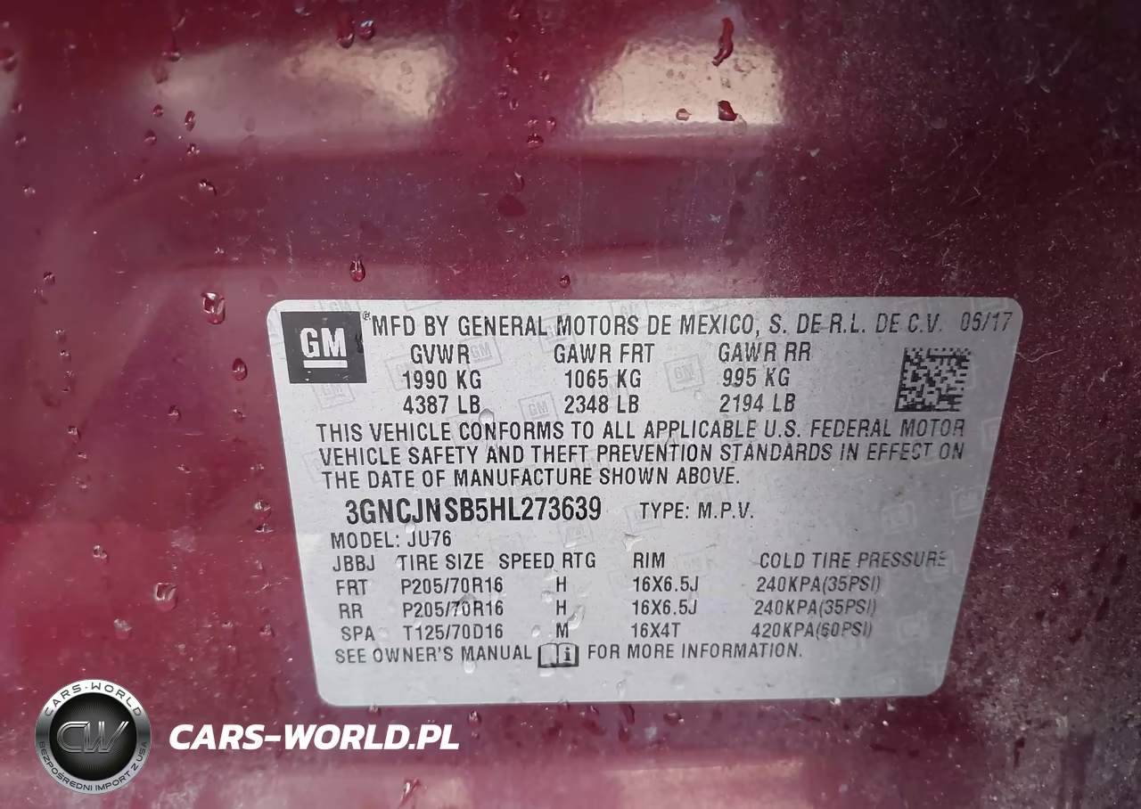 2017 Chevrolet Trax Ls VIN:3GNCJNSB5HL273639 - 9