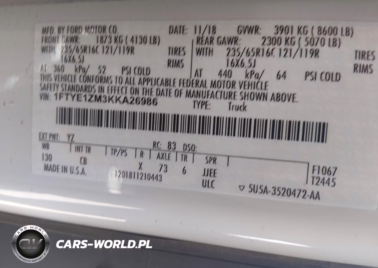 2019 Ford Transit-150 VIN:1FTYE1ZM3KKA26986 - 9