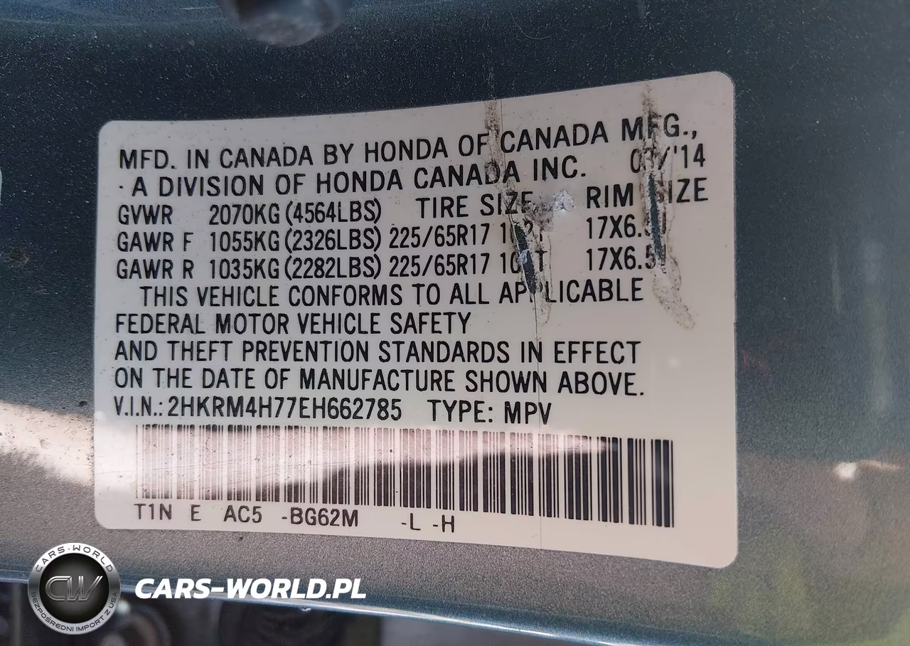 2014 Honda Cr-V Ex-L VIN:2HKRM4H77EH662785 - 9