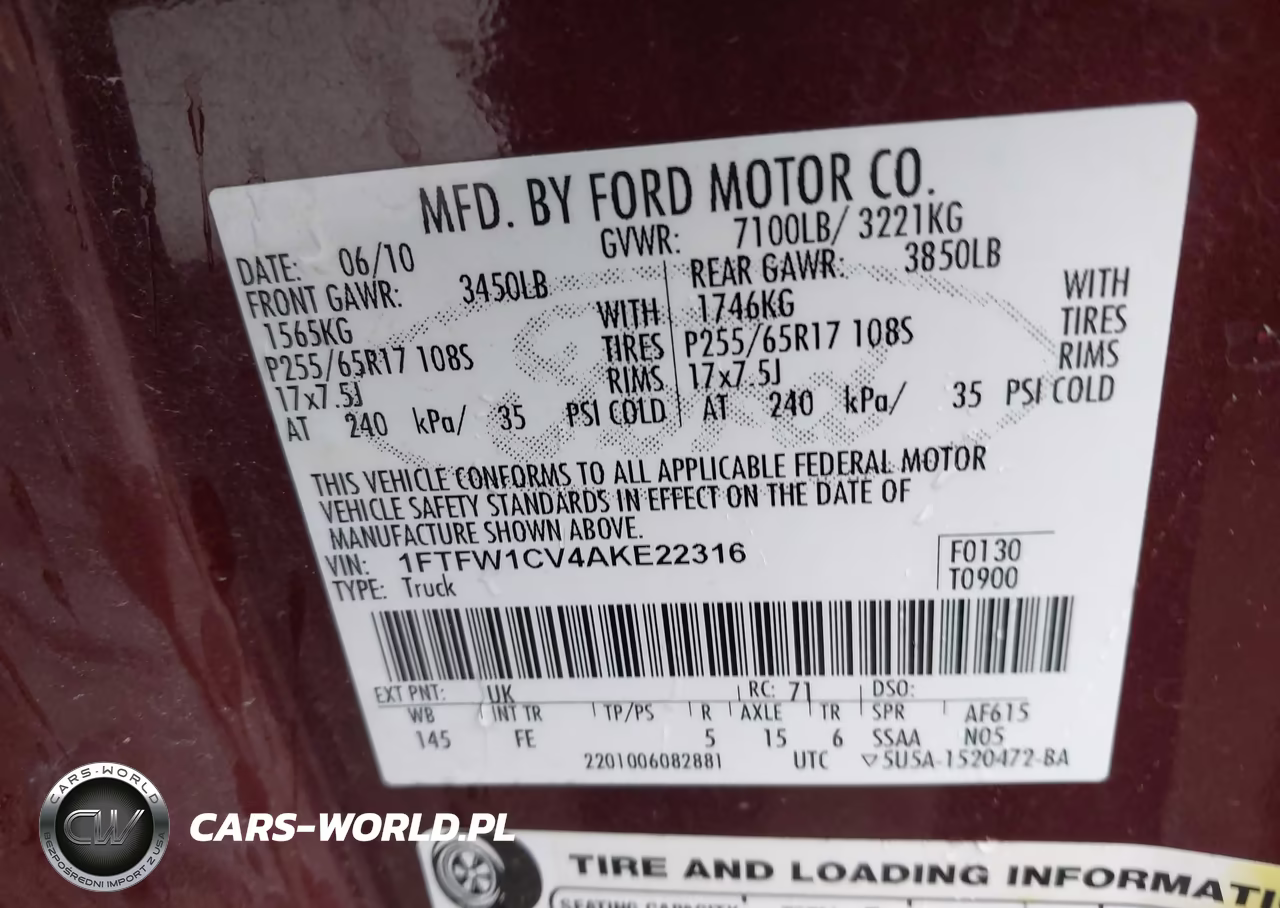 2010 Ford F-150 Fx2 Sport-Harley-Davidson-King Ranch-Lariat-Platinum-Xl-Xlt VIN:1FTFW1CV4AKE22316 - 9