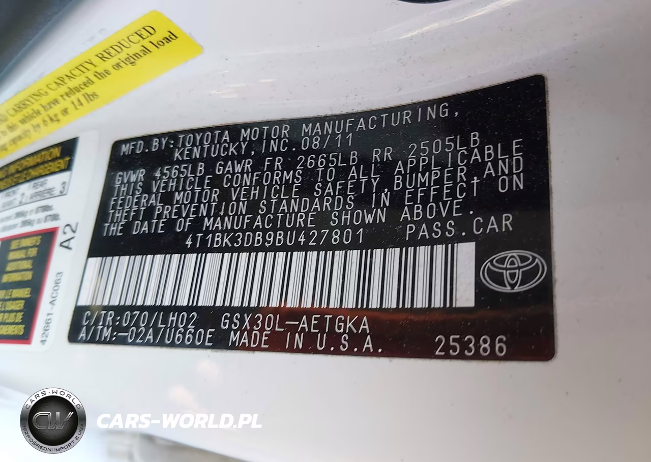 2011 Toyota Avalon VIN:4T1BK3DB9BU427801 - 9