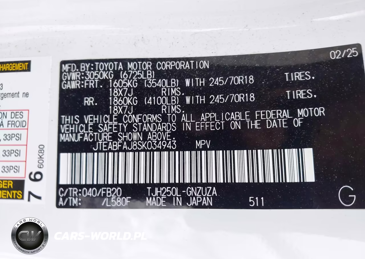 2025 Toyota Land Cruiser 1958 VIN:JTEABFAJ8SK034943 - 9