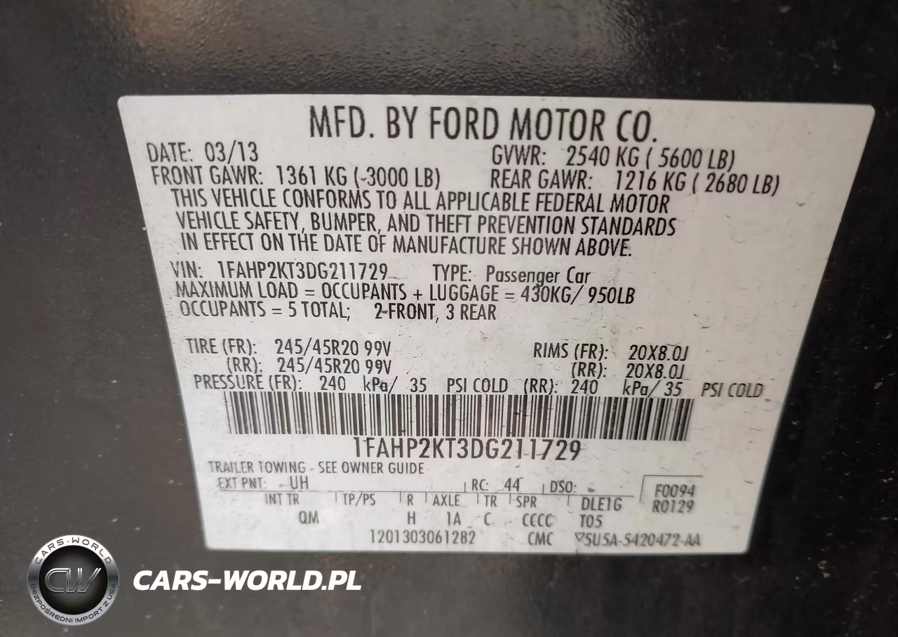 2013 Ford Taurus Sho VIN:1FAHP2KT3DG211729 - 9