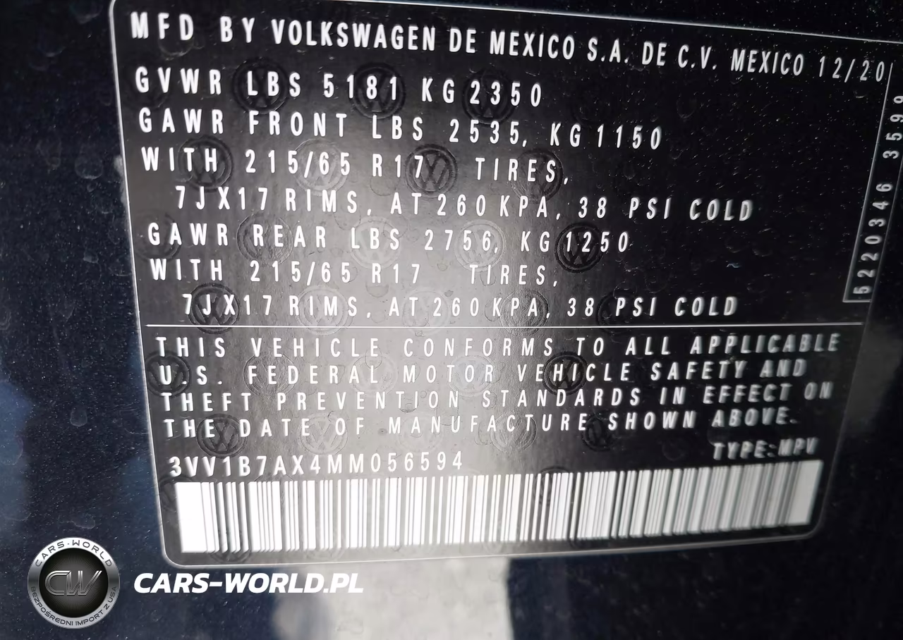 2021 Volkswagen Tiguan 2.0T S VIN:3VV1B7AX4MM056594 - 9