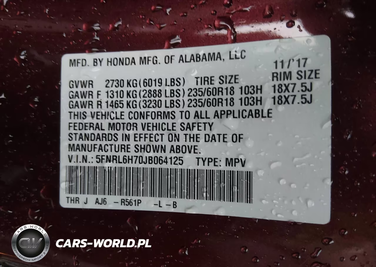 2018 Honda Odyssey Ex-L VIN:5FNRL6H70JB064125 - 9