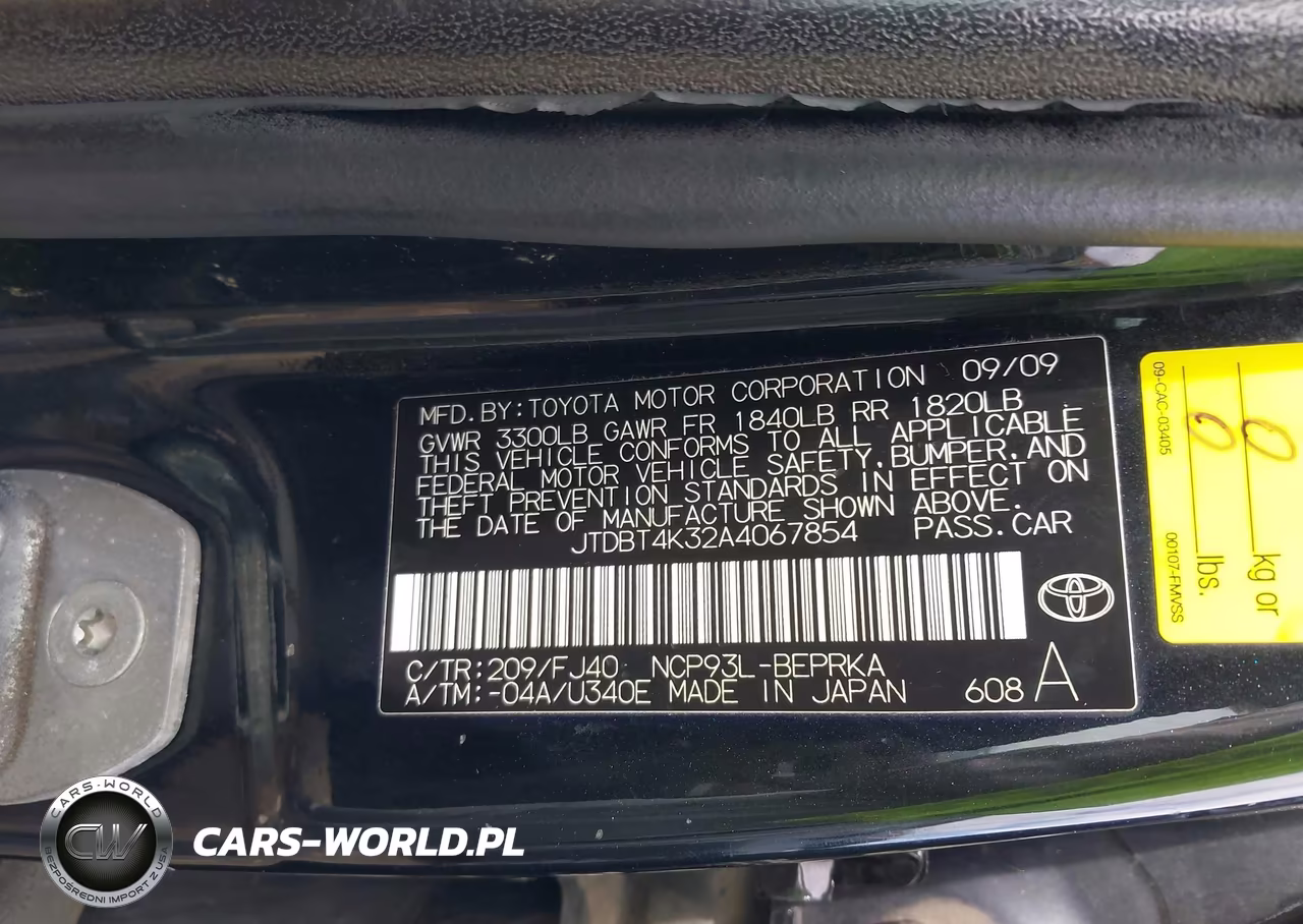 2010 Toyota Yaris VIN:JTDBT4K32A4067854 - 9