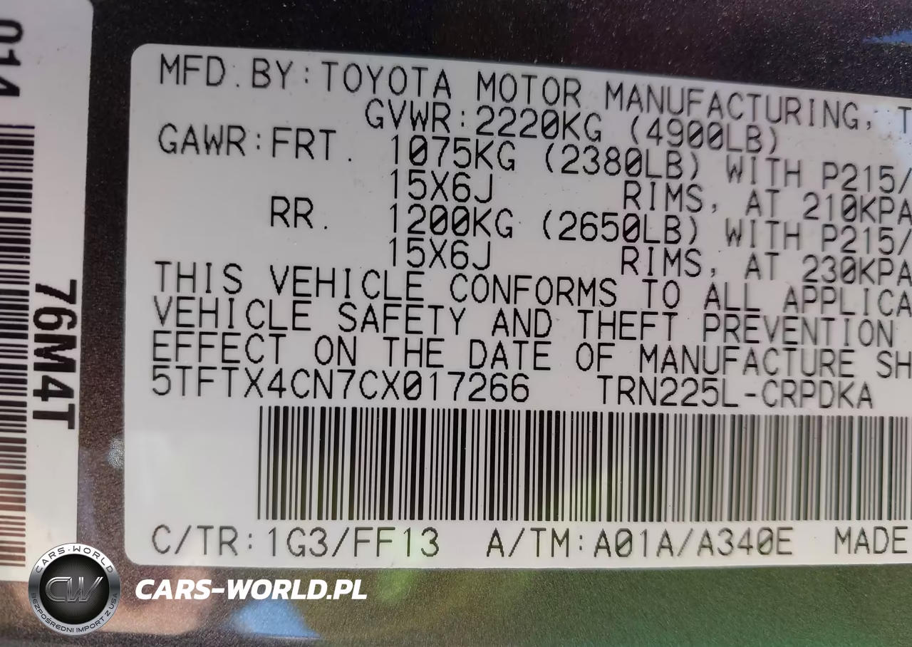 2012 Toyota Tacoma VIN:5TFTX4CN7CX017266 - 9