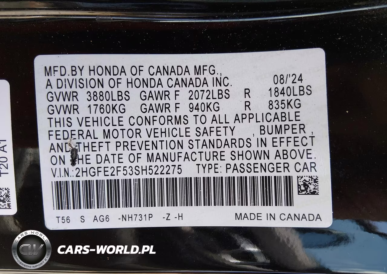 2025 Honda Civic Sport VIN:2HGFE2F53SH522275 - 9
