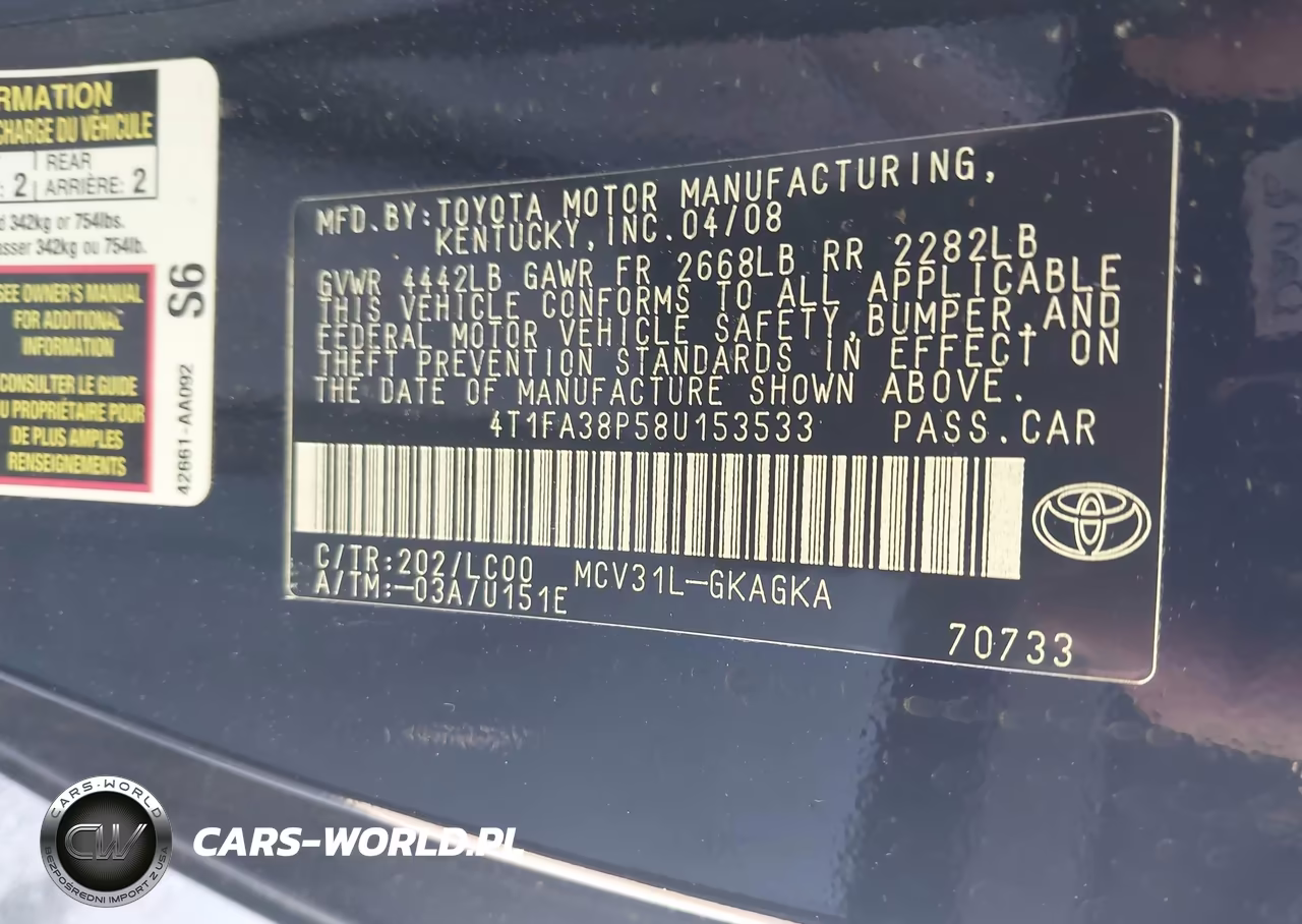 2008 Toyota Camry Solara Sle VIN:4T1FA38P58U153533 - 9