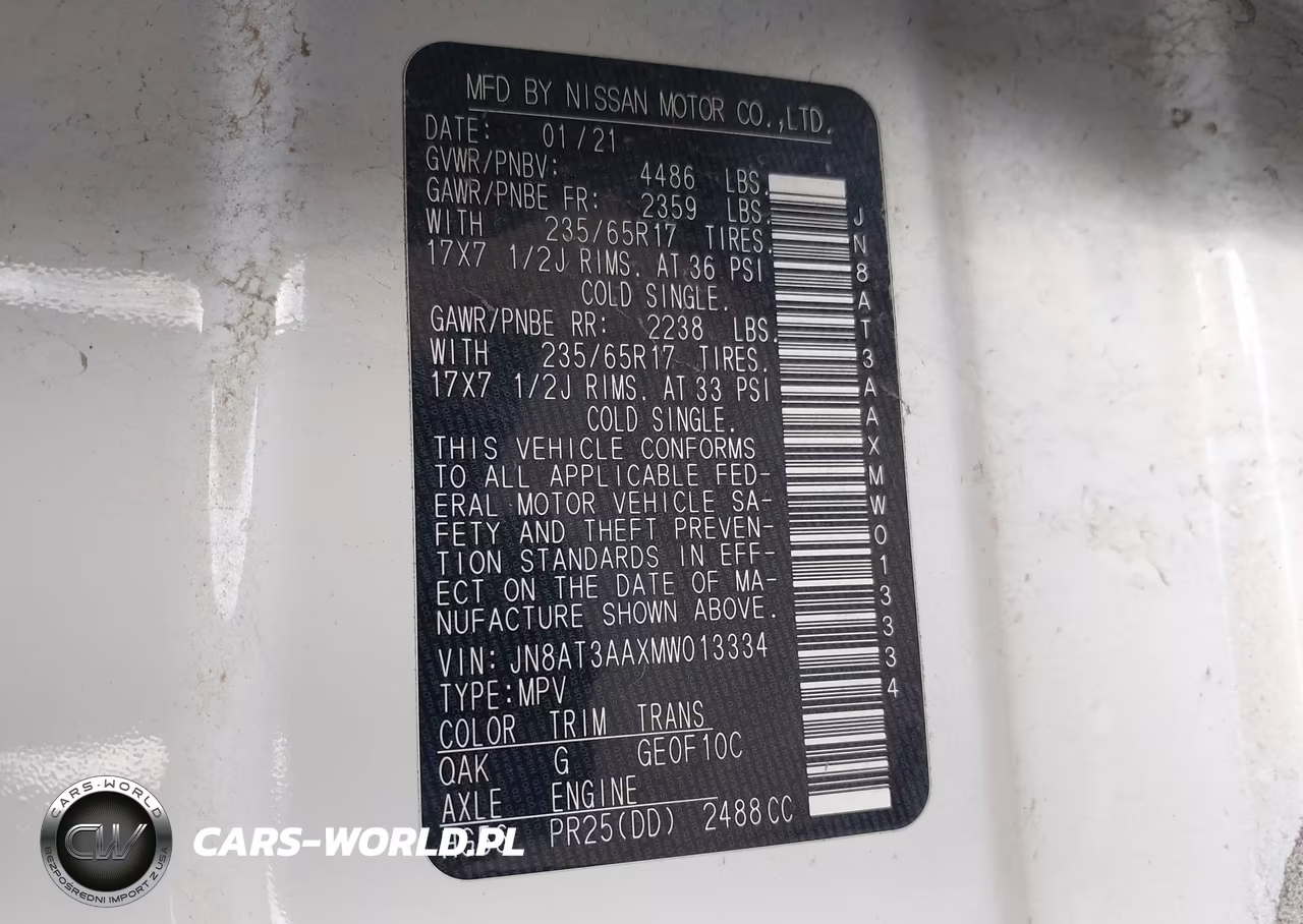 2021 Nissan Rogue S Fwd VIN:JN8AT3AAXMW013334 - 9
