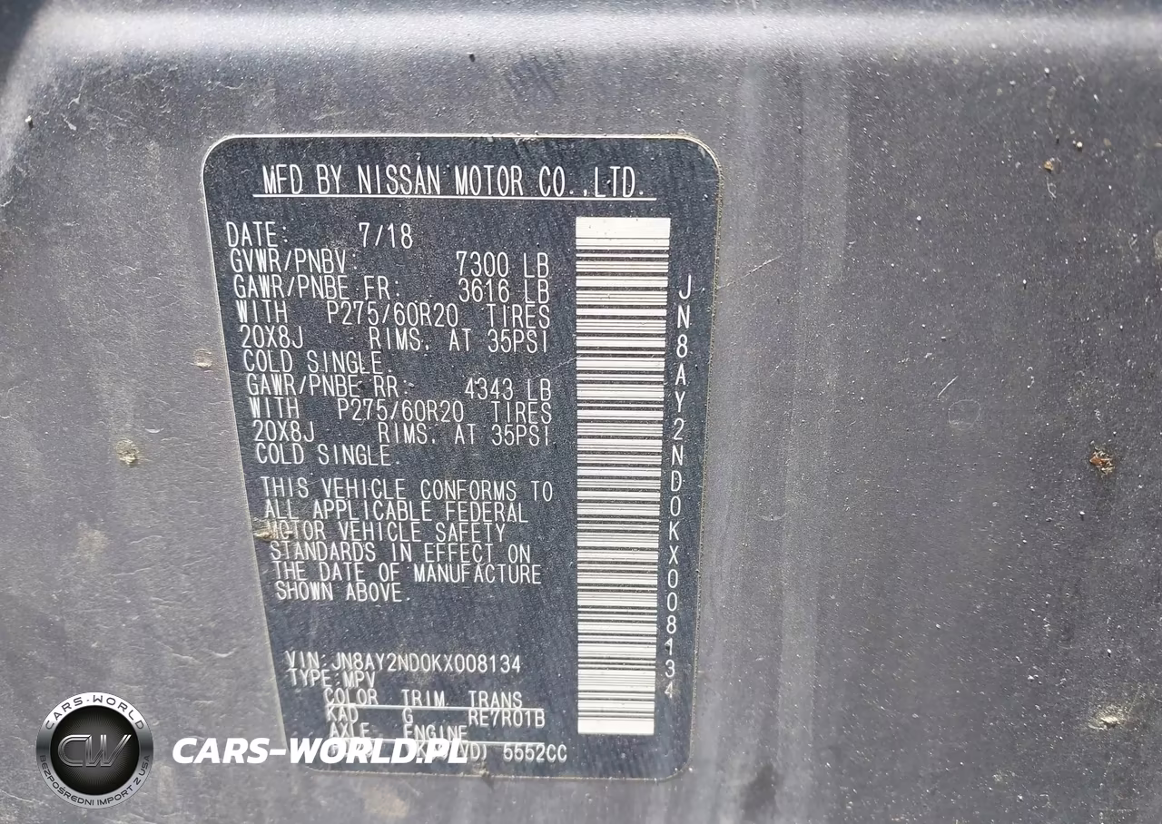 2019 Nissan Armada Sl VIN:JN8AY2ND0KX008134 - 9