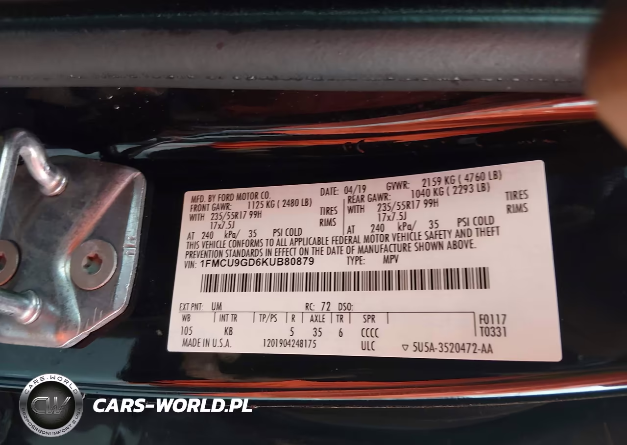 2019 Ford Escape Se VIN:1FMCU9GD6KUB80879 - 9