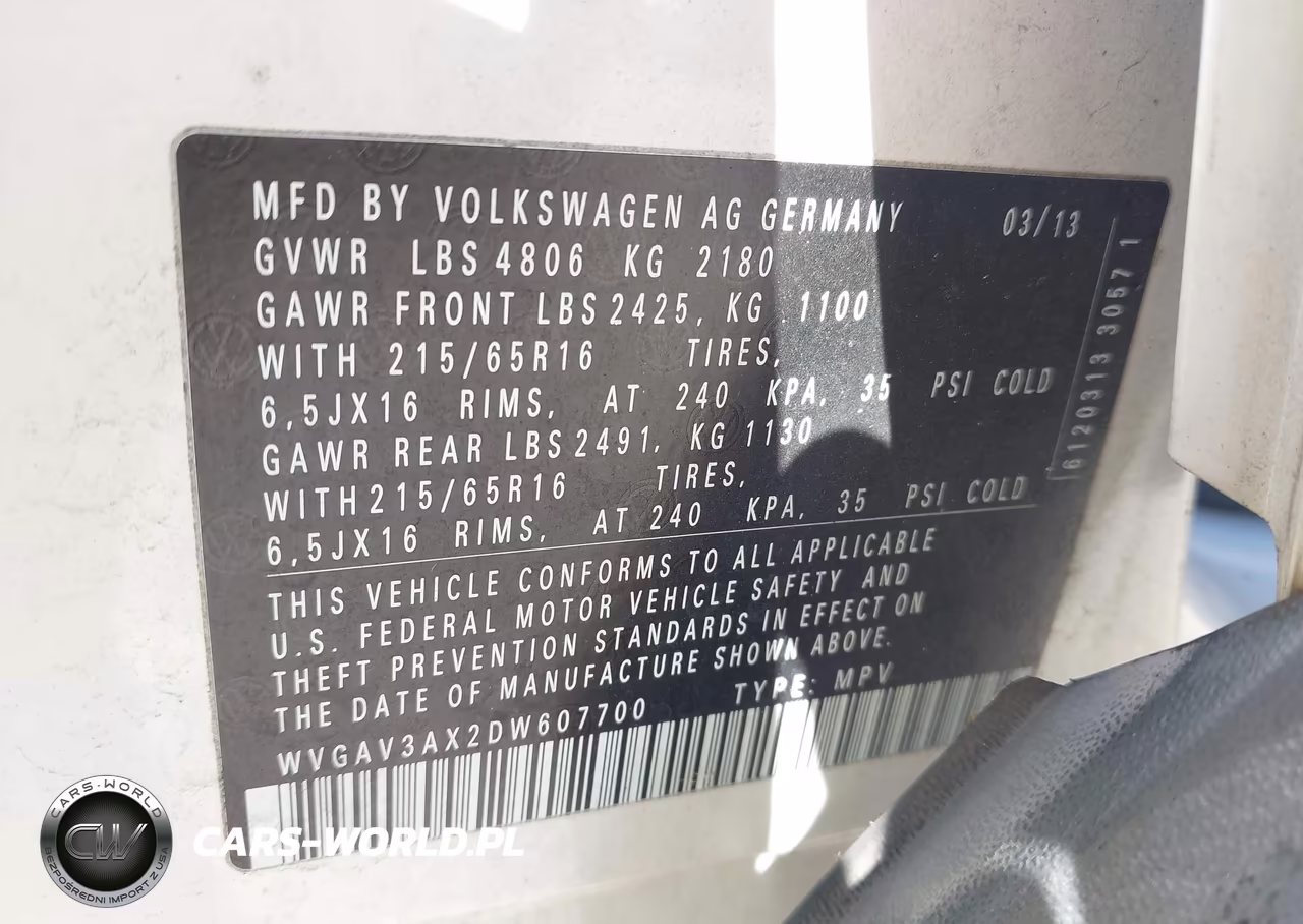 2013 Volkswagen Tiguan S VIN:WVGAV3AX2DW607700 - 9