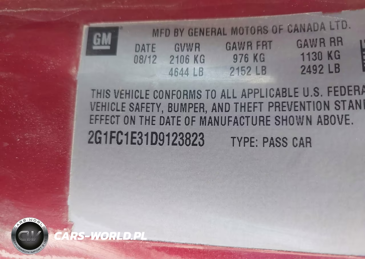 2013 Chevrolet Camaro 2Lt VIN:2G1FC1E31D9123823 - 9
