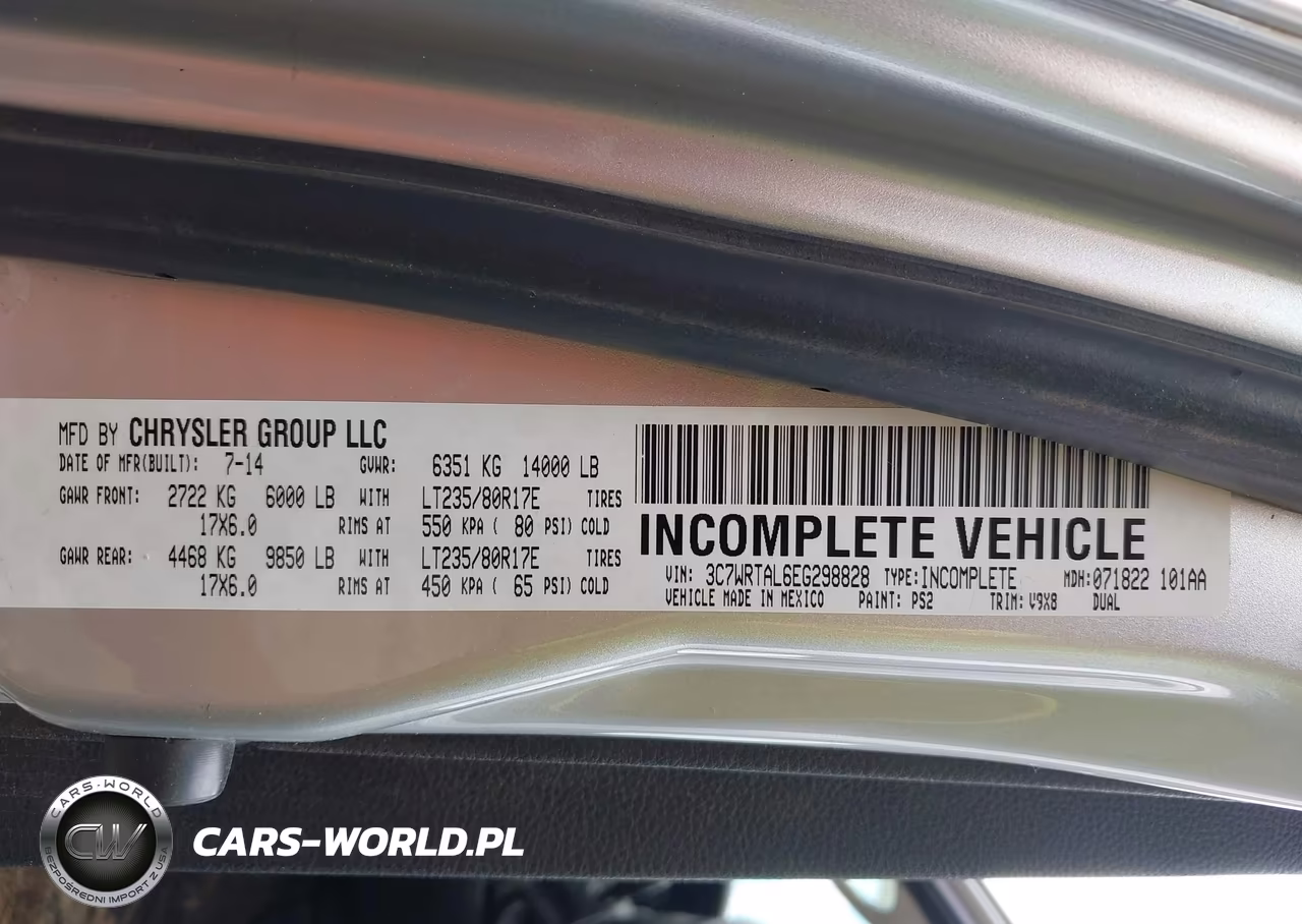 2014 Ram 3500 Chassis Tradesman-Slt VIN:3C7WRTAL6EG298828 - 9