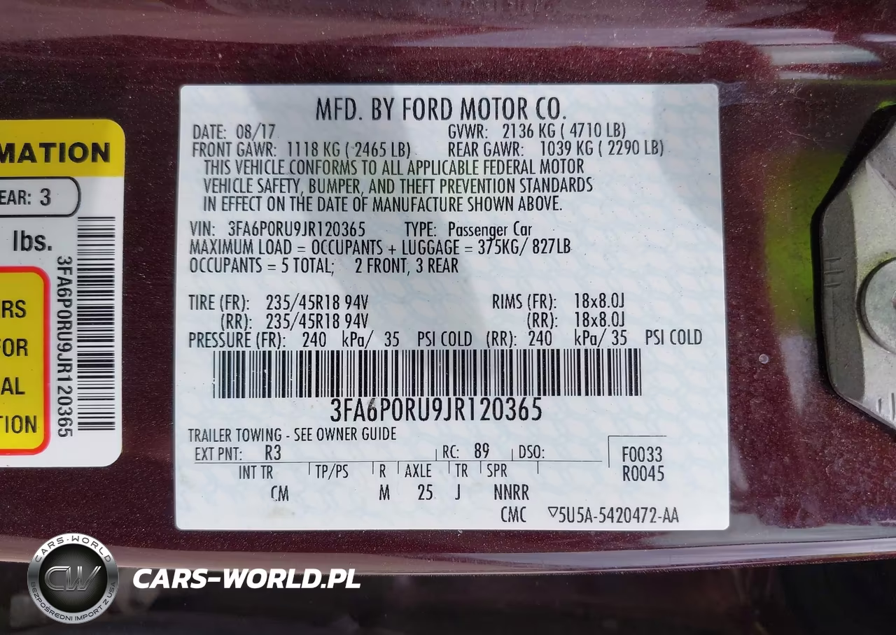 2018 Ford Fusion Hybrid Titanium VIN:3FA6P0RU9JR120365 - 9