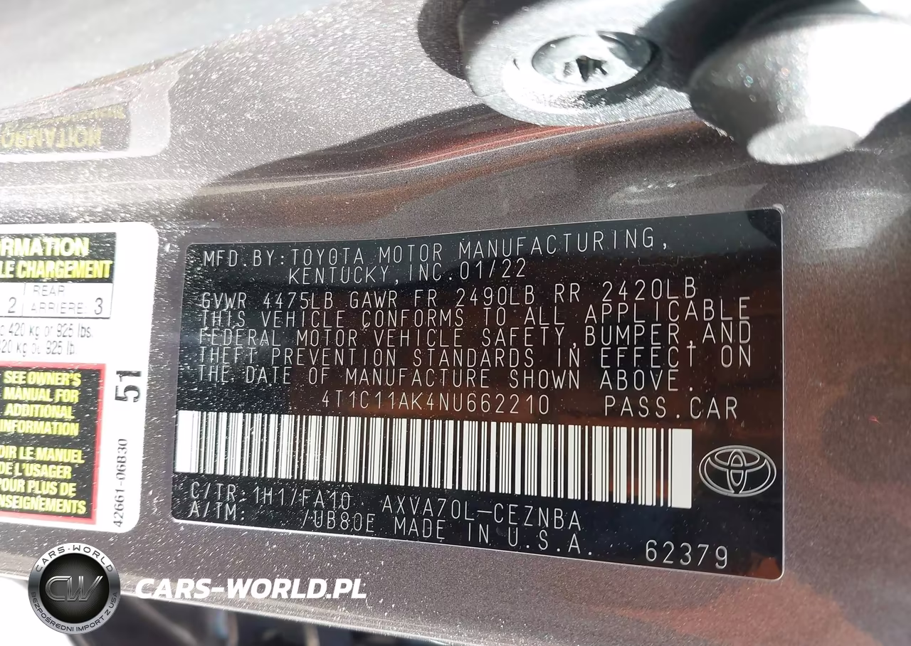 2022 Toyota Camry Le VIN:4T1C11AK4NU662210 - 9