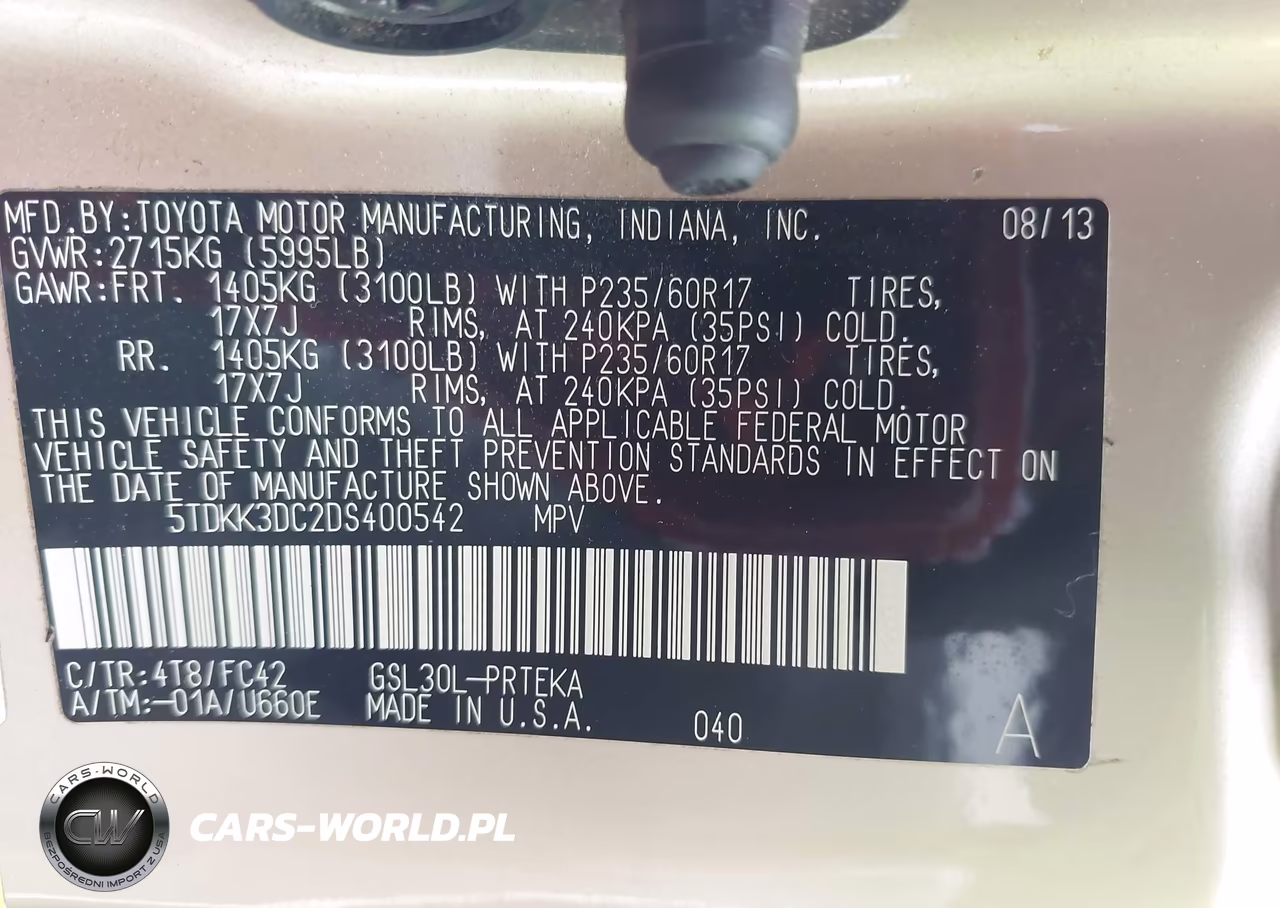 2013 Toyota Sienna Le V6 8 Passenger VIN:5TDKK3DC2DS400542 - 9