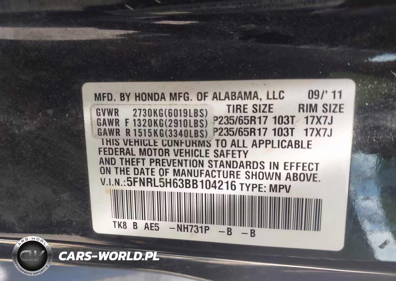 2011 Honda Odyssey Ex-L VIN:5FNRL5H63BB104216 - 9