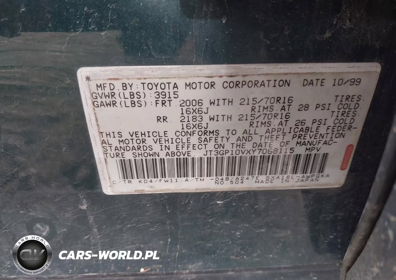 2000 Toyota Rav4 VIN:JT3GP10VXY7068115 - 9