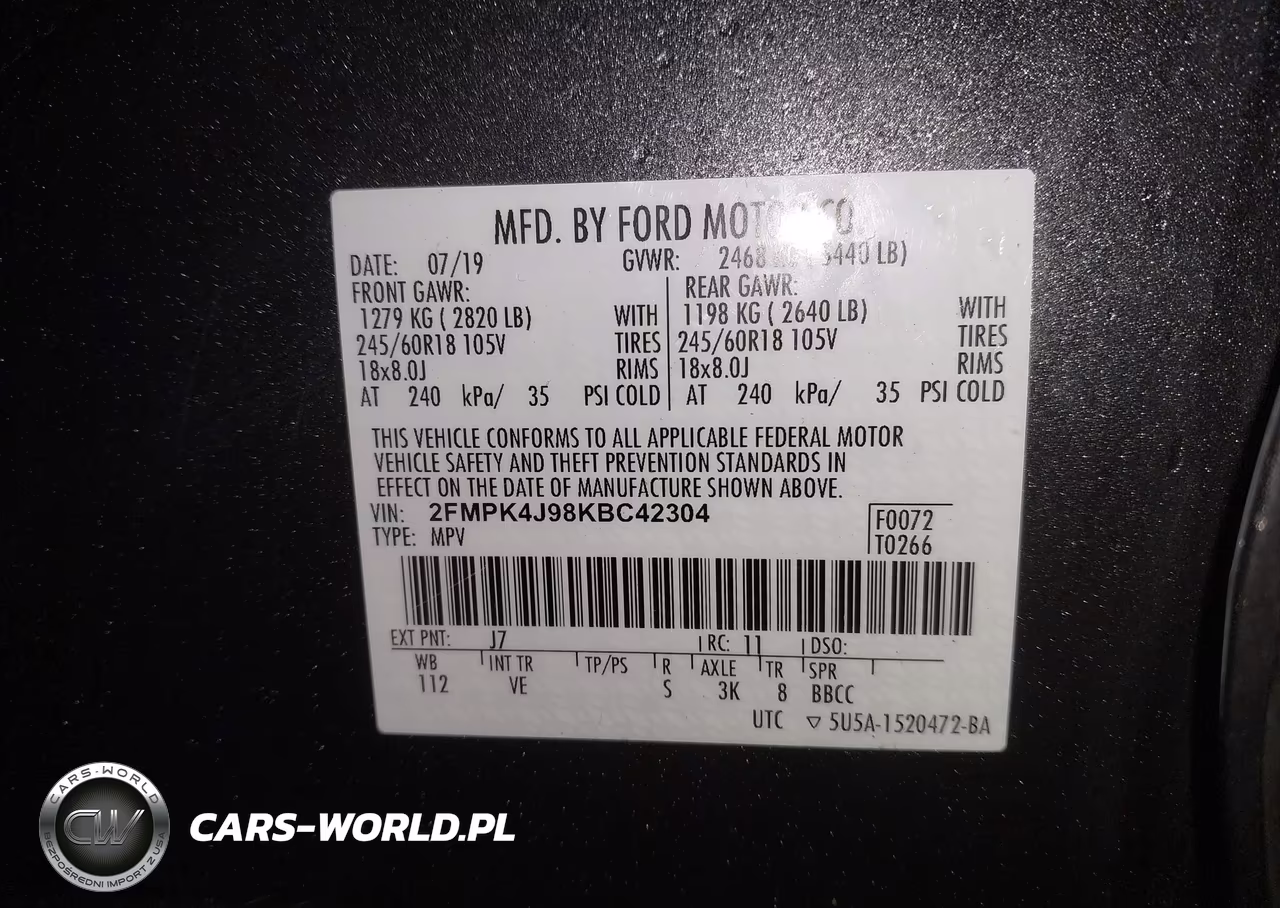 2019 Ford Edge Sel VIN:2FMPK4J98KBC42304 - 9
