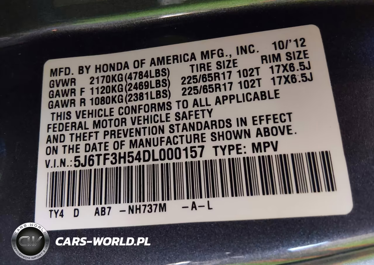 2013 Honda Crosstour Ex-L VIN:5J6TF3H54DL000157 - 9