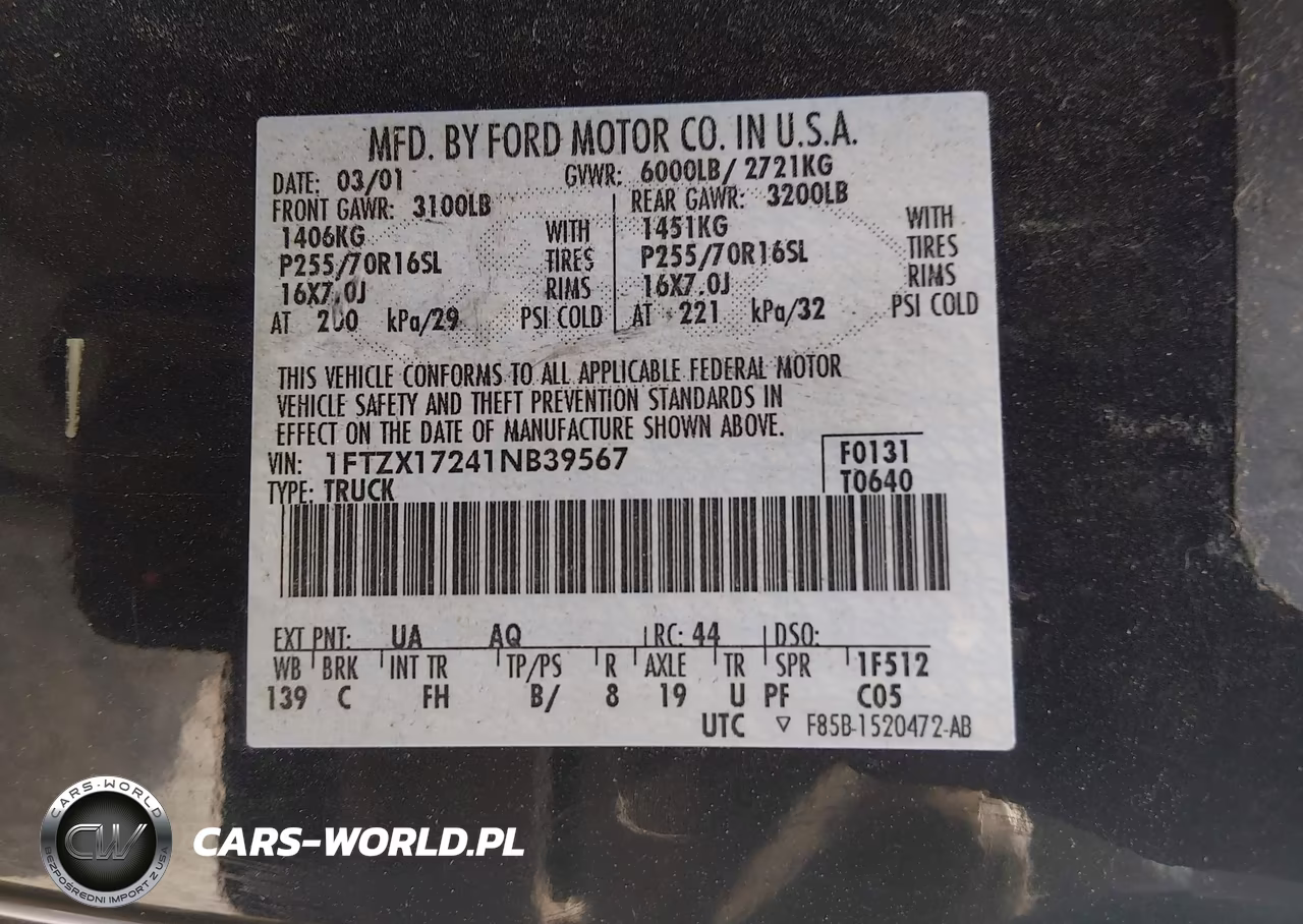 2001 Ford F-150 Xl-Xlt VIN:1FTZX17241NB39567 - 9