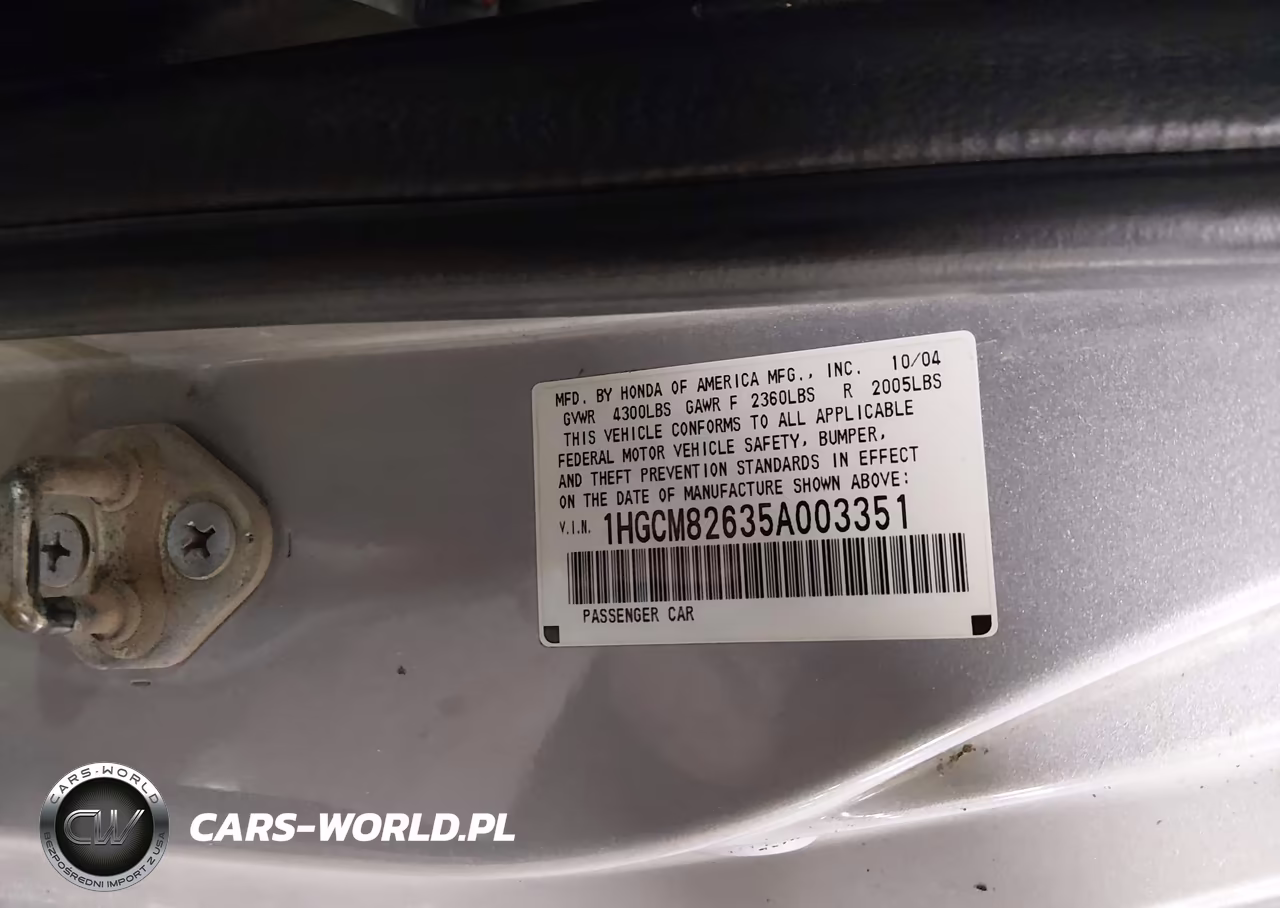 2005 Honda Accord 3.0 Ex VIN:1HGCM82635A003351 - 9