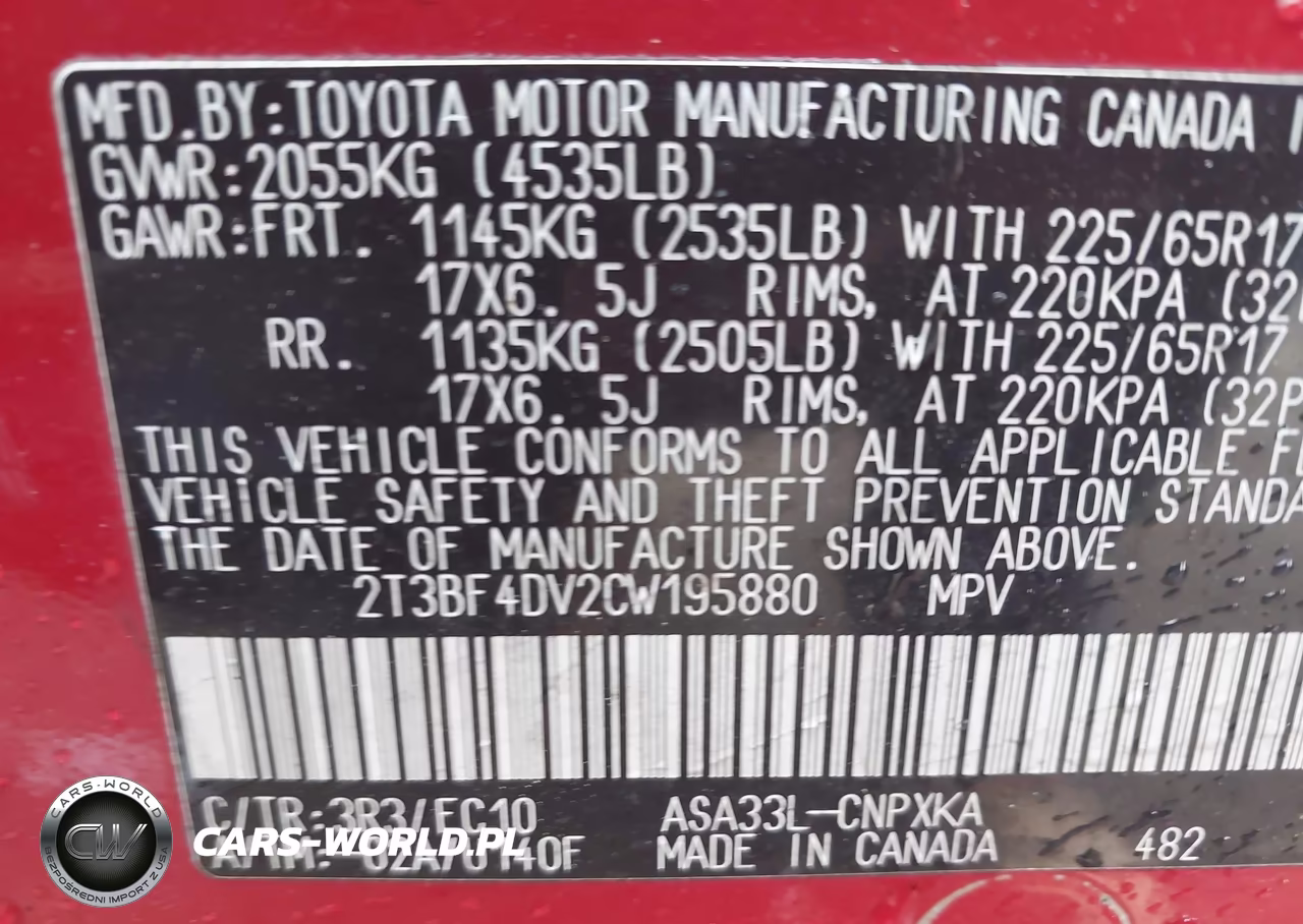 2012 Toyota Rav4 VIN:2T3BF4DV2CW195880 - 9