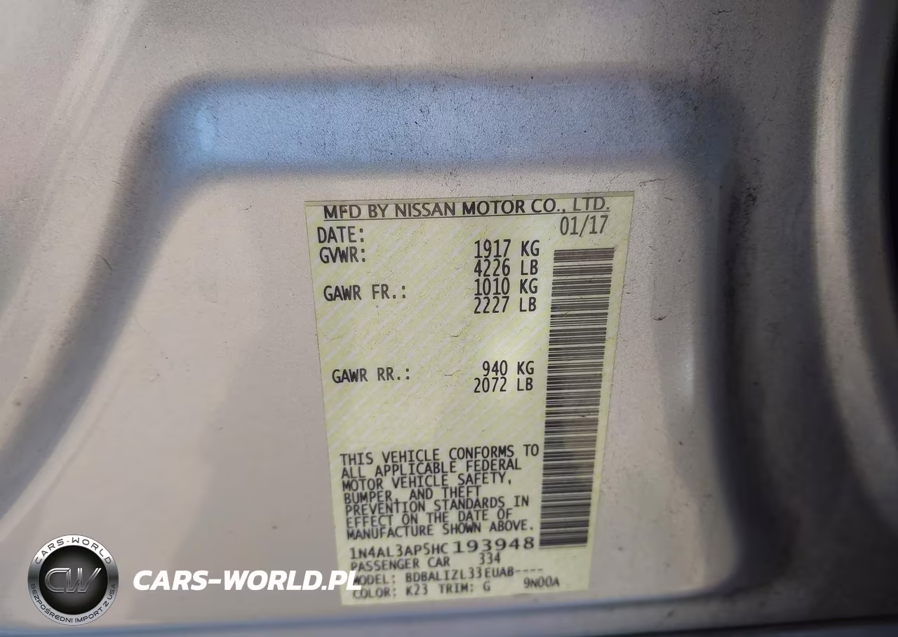 2017 Nissan Altima 2.5 Sv VIN:1N4AL3AP5HC193948 - 9