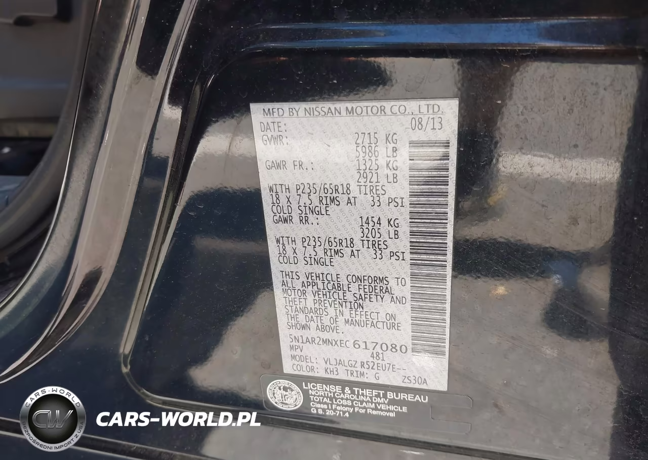 2014 Nissan Pathfinder Sl VIN:5N1AR2MNXEC617080 - 9