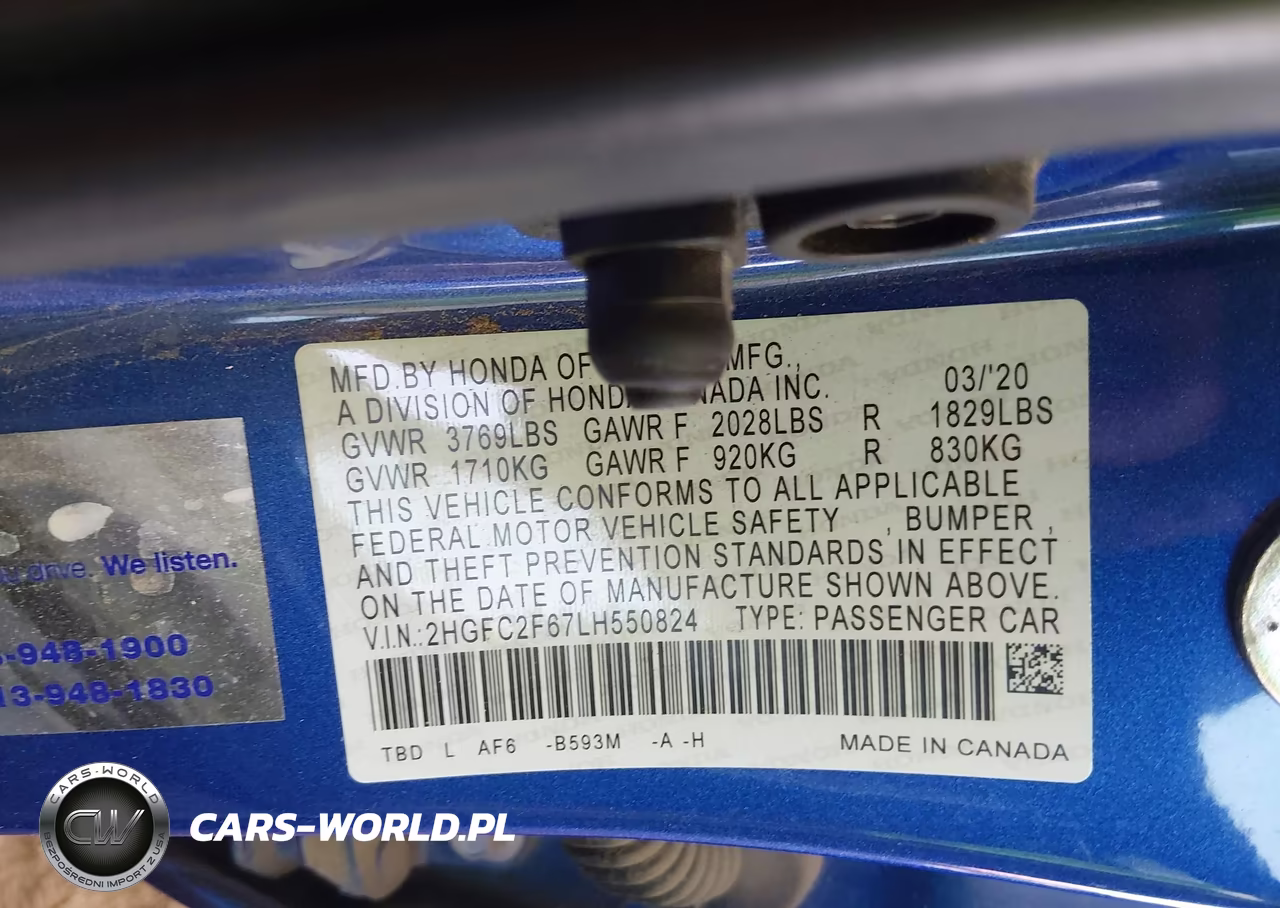 2020 Honda Civic Lx VIN:2HGFC2F67LH550824 - 9