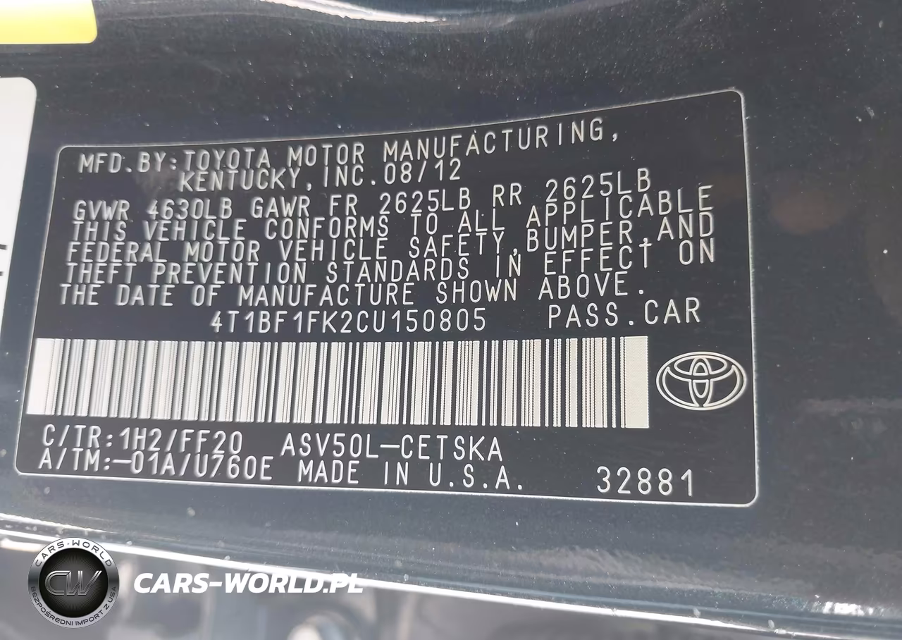 2012 Toyota Camry Se VIN:4T1BF1FK2CU150805 - 9