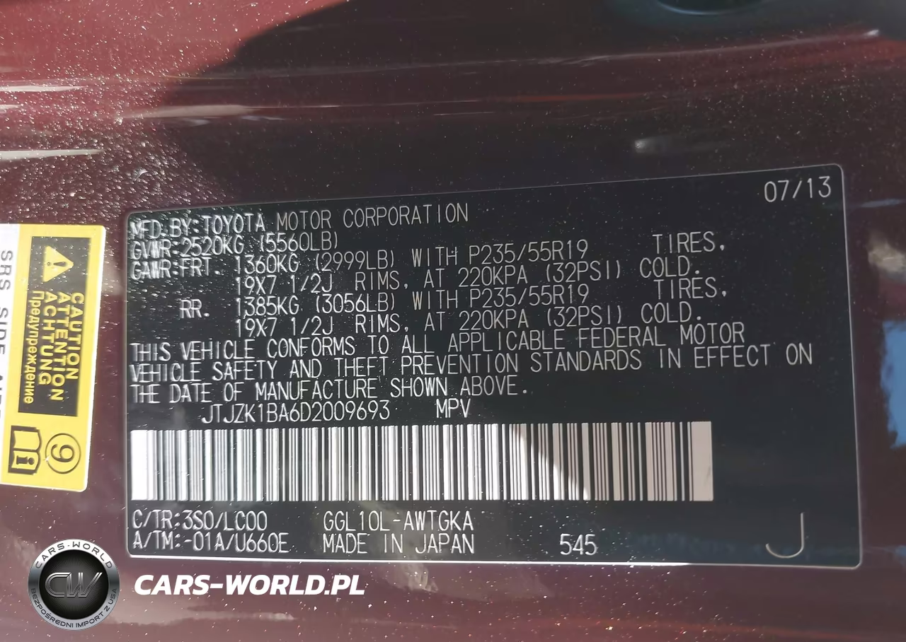 2013 Lexus Rx 350 VIN:JTJZK1BA6D2009693 - 9