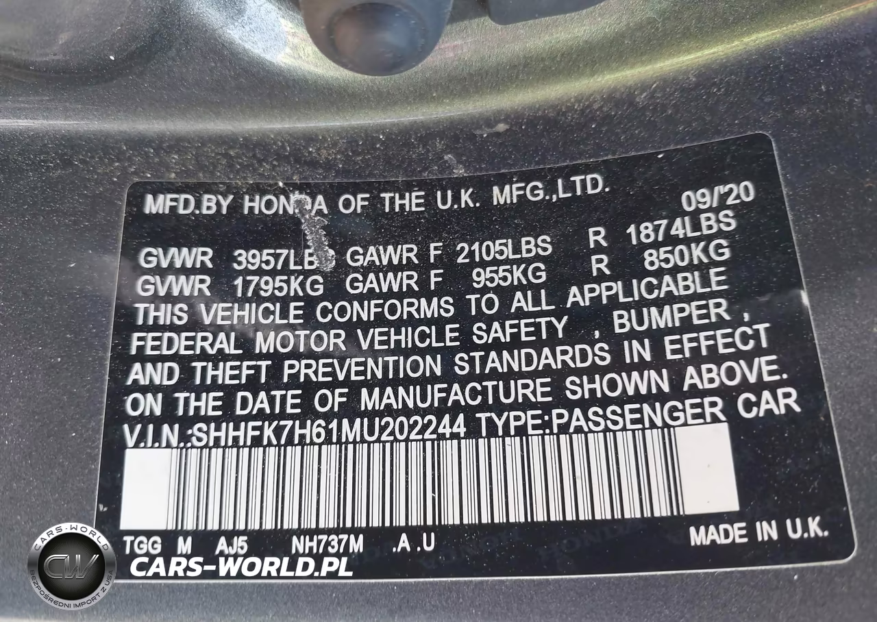 2021 Honda Civic Ex VIN:SHHFK7H61MU202244 - 9