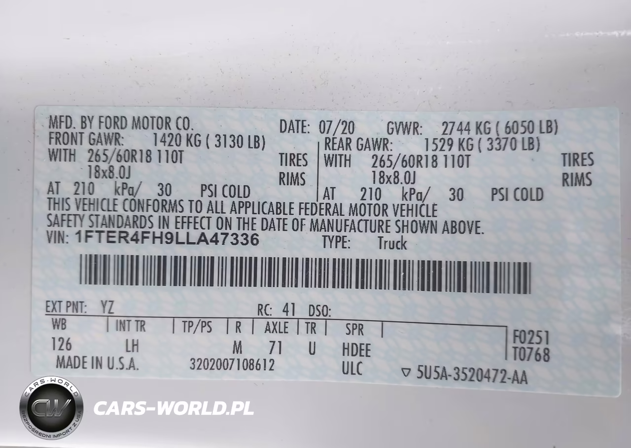 2020 Ford Ranger Xlt VIN:1FTER4FH9LLA47336 - 9